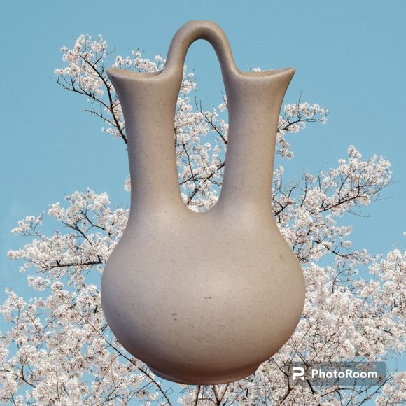 Pigeon Forge Pottery Wedding Vase Double Neck Dogwood Hand Made - Picture 3 of 6